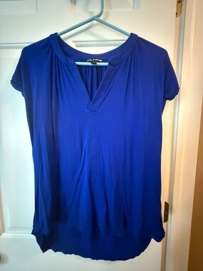 Cable & Gauge Cobalt Blue Short Sleeve V-Neck Blouse